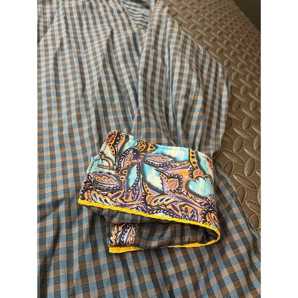 Robert Graham XL Men’s Checked Shirt Cotton Button-Front with Paisley Flip Cuffs - Picture 8 of 11